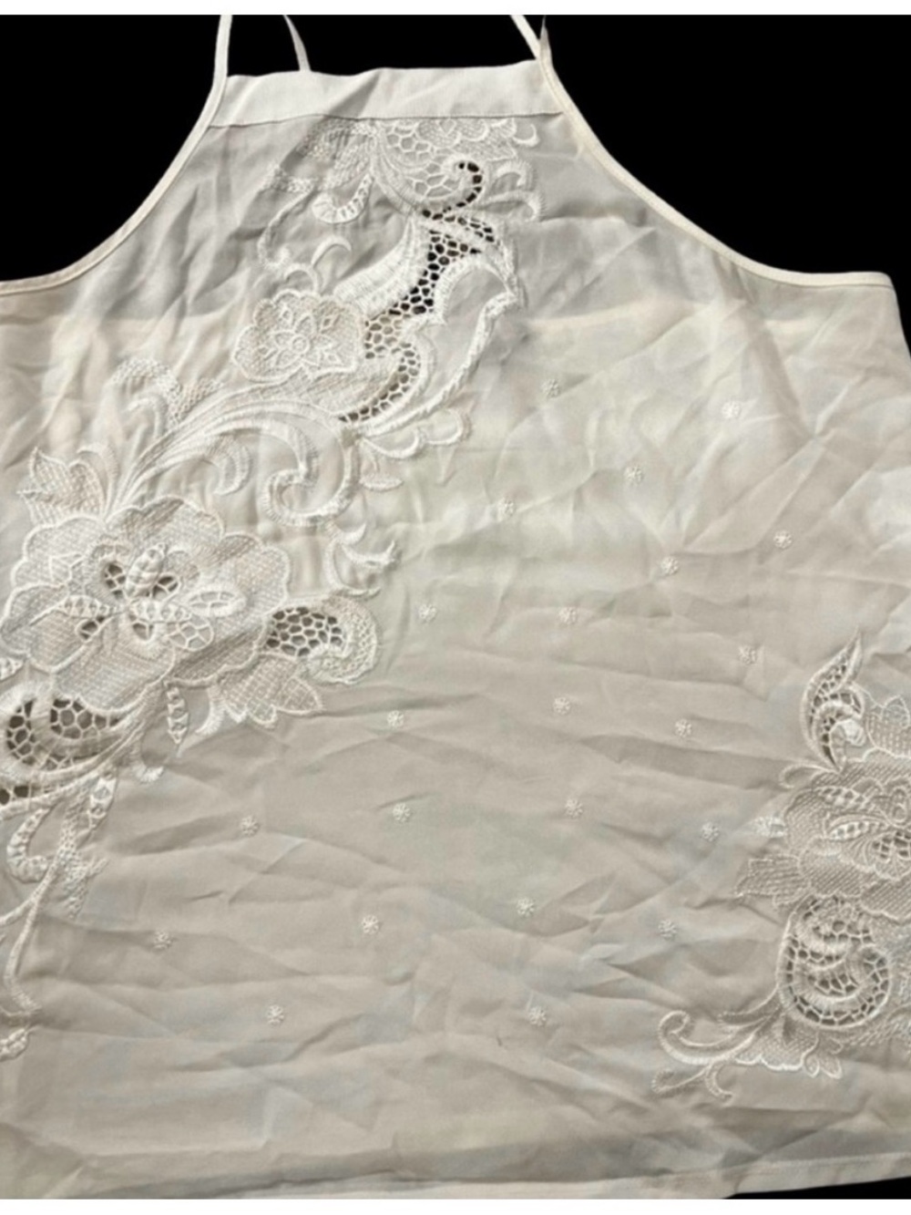 Express White Floral Lace Halter Tank Top Size M
